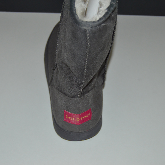 Gold Toe Womens Boots Microsuede Low Calf Faux Fur - Picture 3 of 4